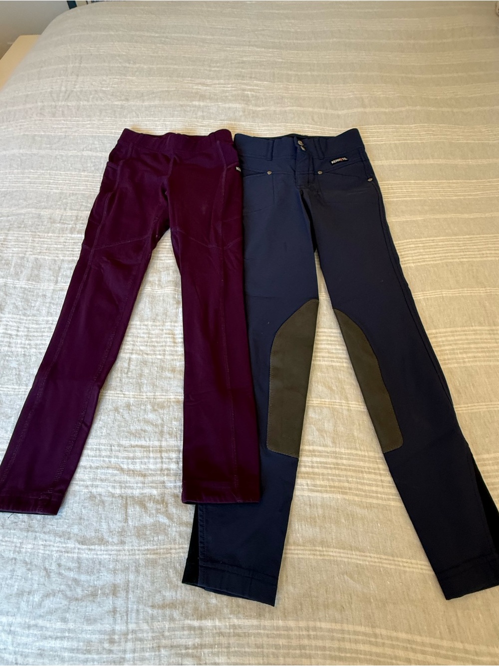 Kerrits Girls' Riding Leggings in Plum and Navy